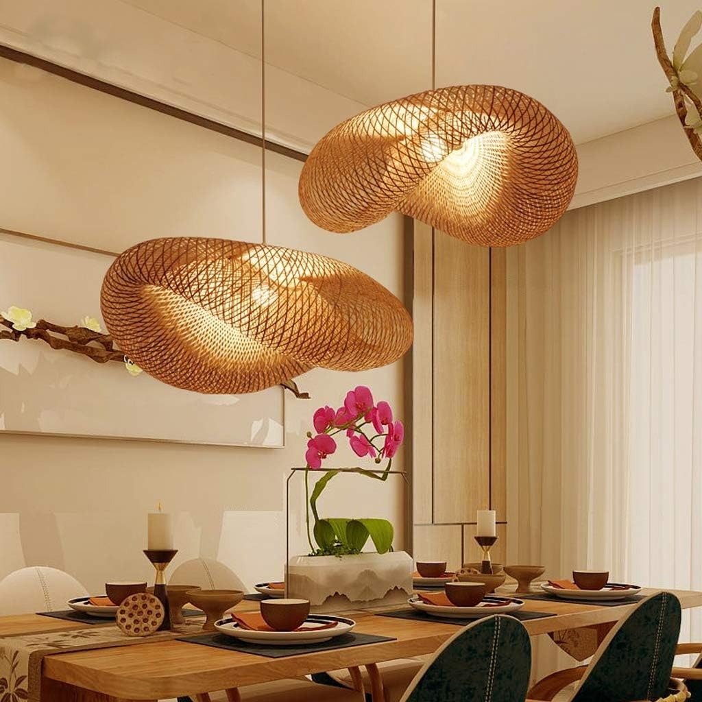 Suspension Design en Bambou Tressé Main — Luminaire Organique Style Japandi XXL | AMAYA™