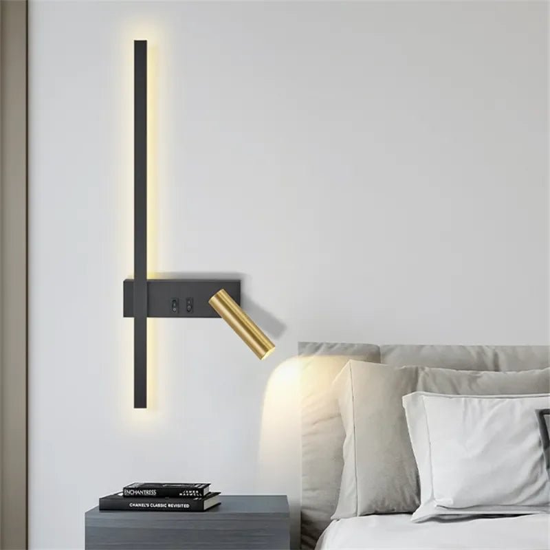 Applique Murale Chambre – Lumière Verticale et Liseuse Intégrée - Lampes Design