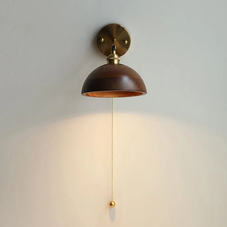 Applique Murale Cône en Bois de Noyer et Laiton — Style Edison Vintage | CHAPEAU™ - Lampes Design