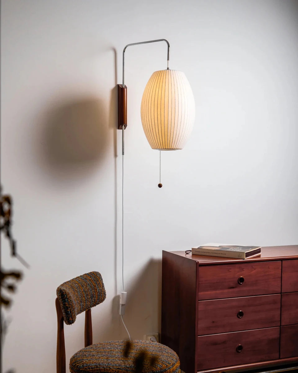 Applique Murale Design Abat-jour Soie Tissée Japandi pour Chambre & Salon | SOIE™ - Lampes Design