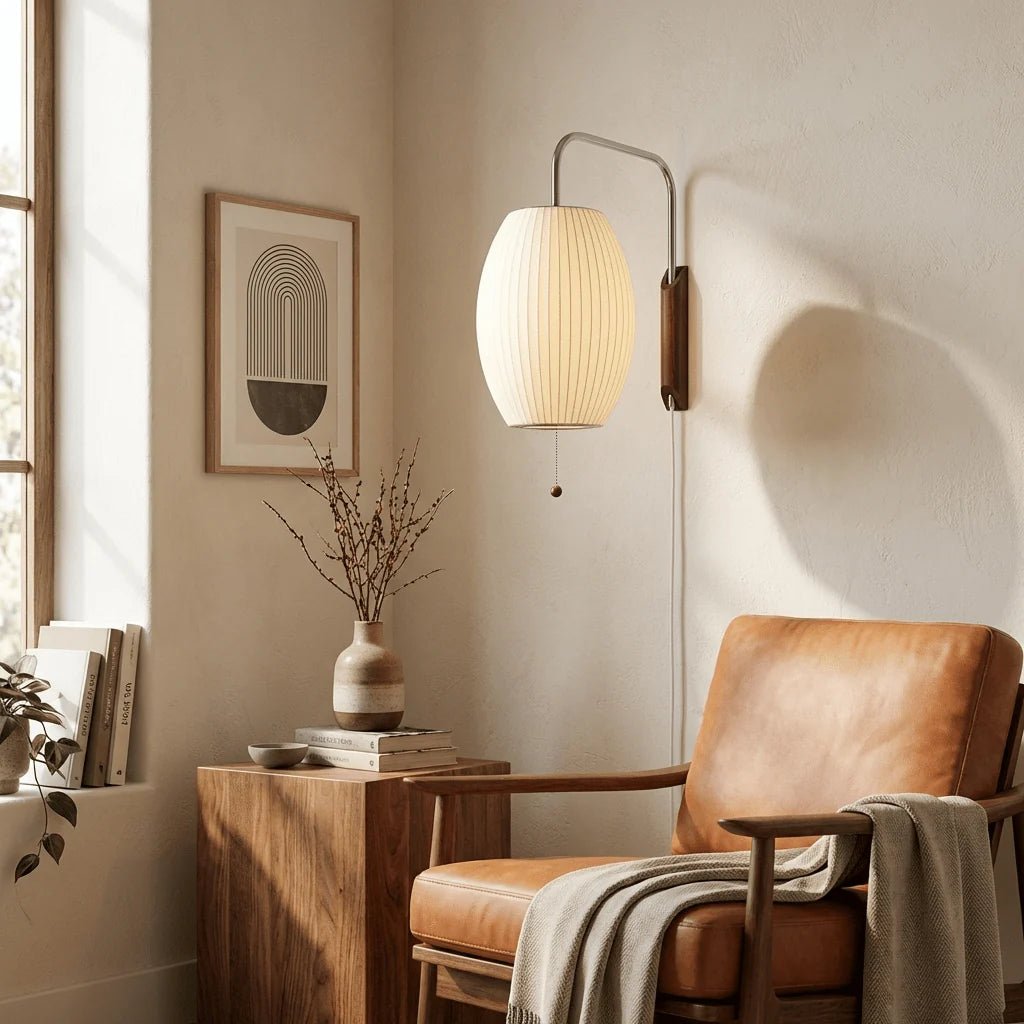 Applique Murale Design Abat-jour Soie Tissée Japandi pour Chambre & Salon | SOIE™ - Lampes Design
