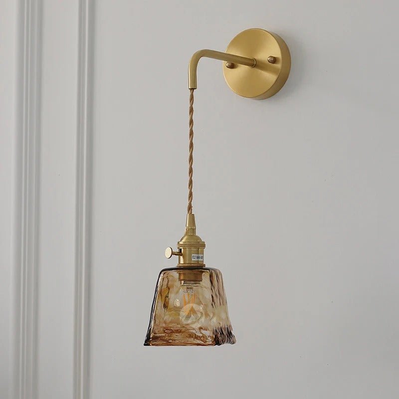 Applique Murale en Laiton et Verre Ambré — Style Nordique Japonais Rétro | KOYO™ - Lampes Design