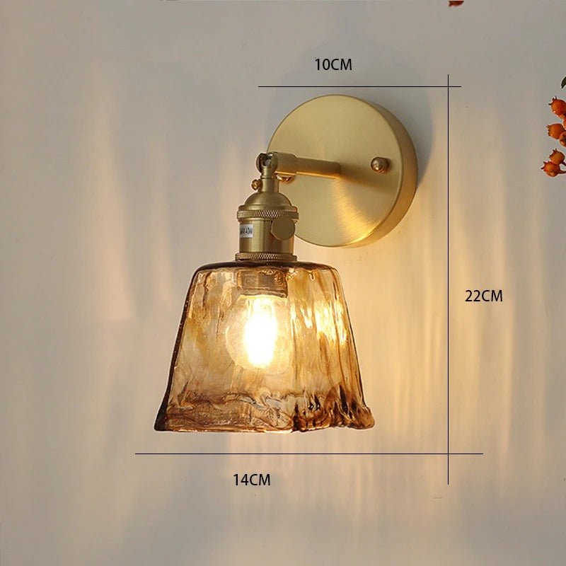 Applique Murale en Laiton et Verre Ambré — Style Nordique Japonais Rétro | KOYO™ - Lampes Design