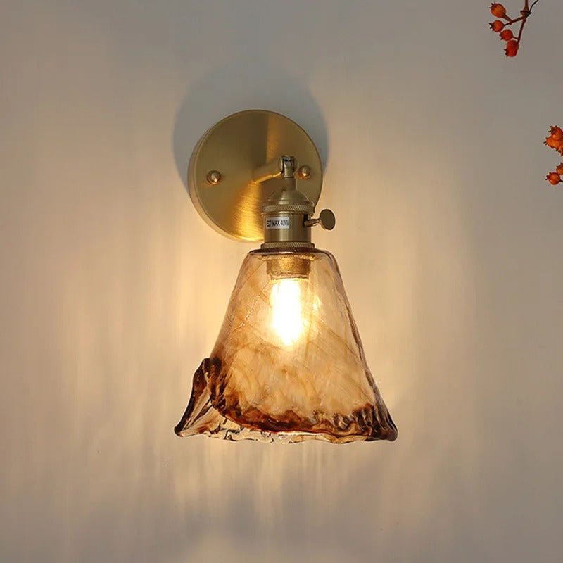 Applique Murale en Laiton et Verre Ambré — Style Nordique Japonais Rétro | KOYO™ - Lampes Design