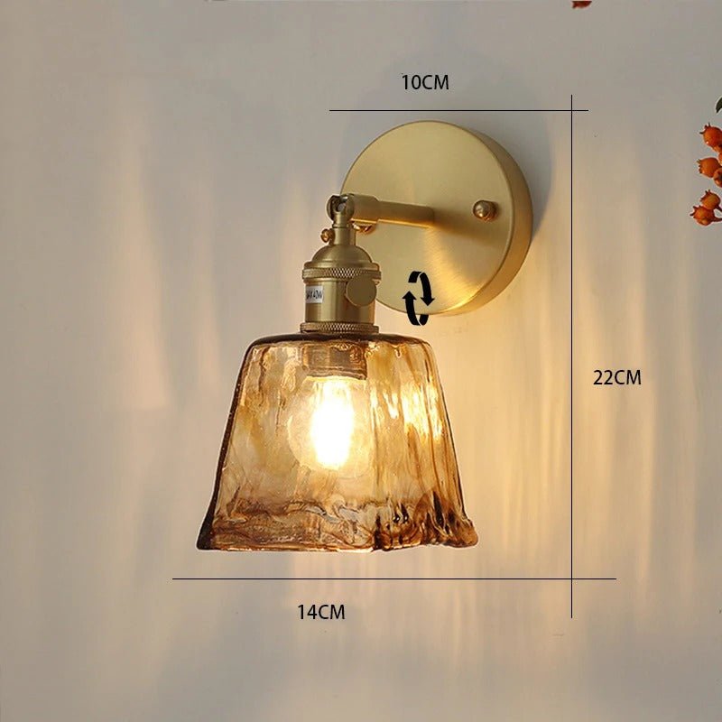 Applique Murale en Laiton et Verre Ambré — Style Nordique Japonais Rétro | KOYO™ - Lampes Design