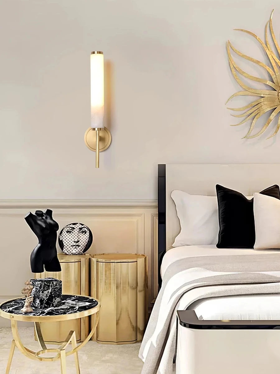 Applique Murale en Marbre Sculpté & Cuivre — Lampe Décorative Style Moderne | MARBRURE™ - Lampes Design