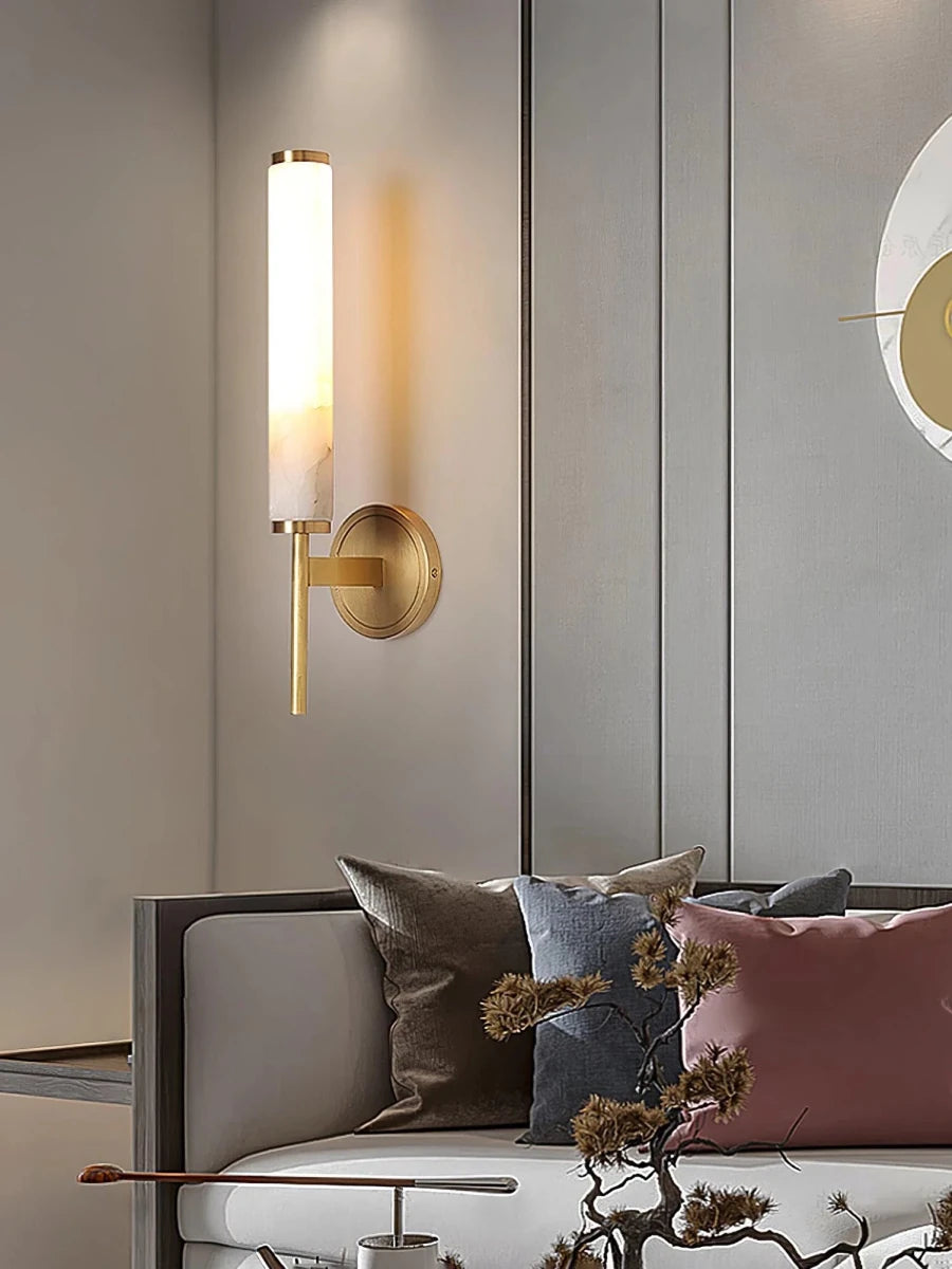 Applique Murale en Marbre Sculpté & Cuivre — Lampe Décorative Style Moderne | MARBRURE™ - Lampes Design