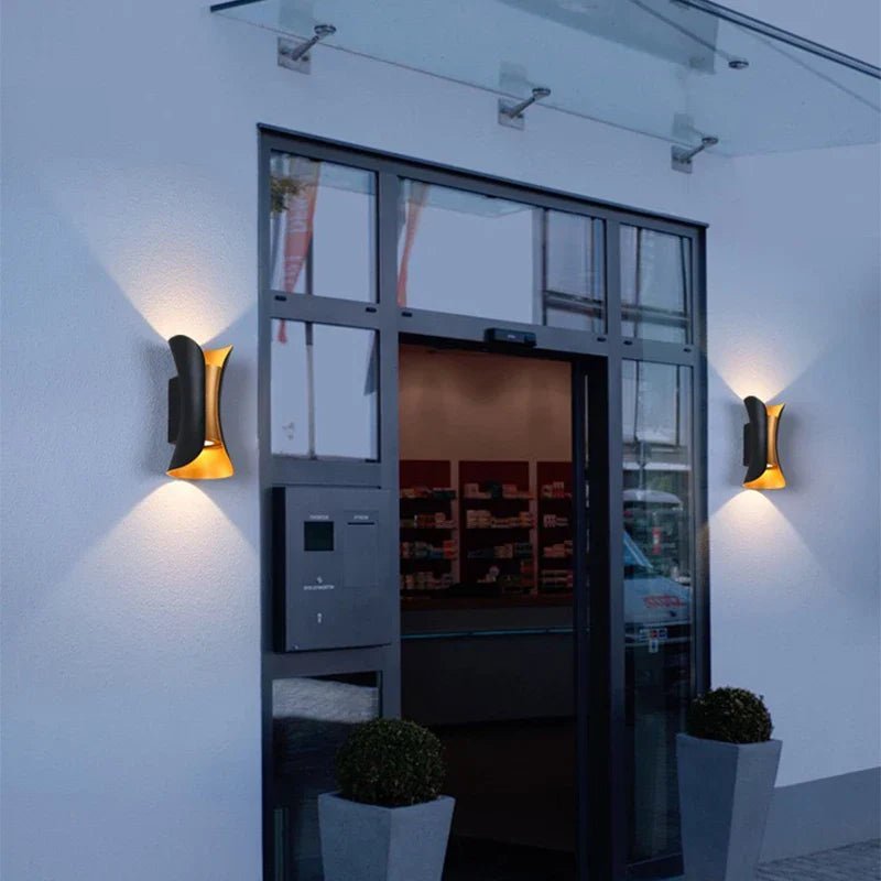 Applique murale exterieur - Design Moderne en Aluminium Noir et Doré pour Intérieur Raffiné - Lampes Design