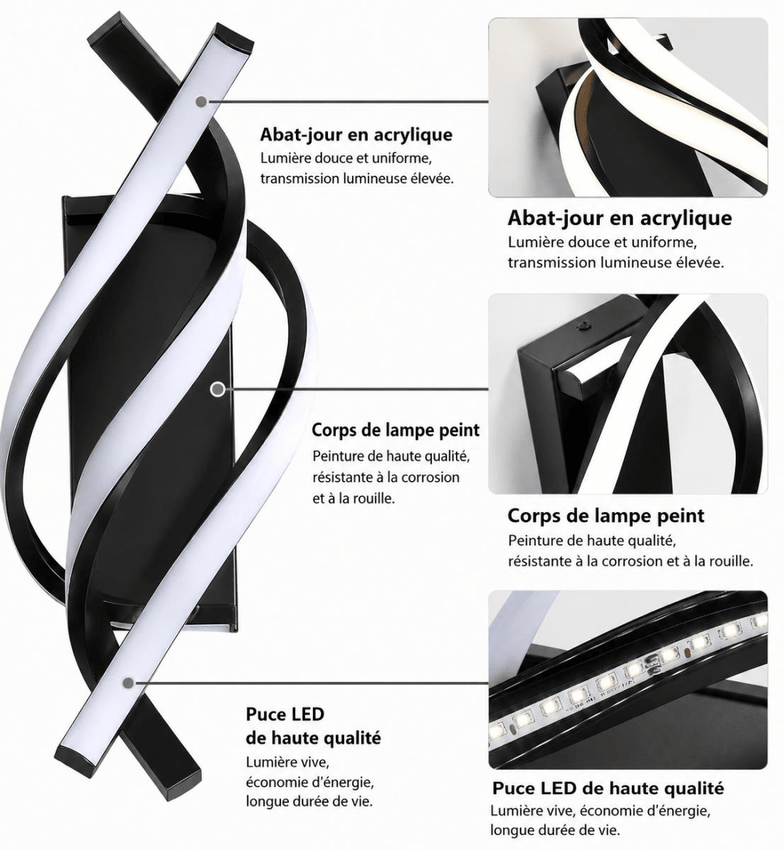 Applique Murale LED Design Spirale — Tricolore Réglable 24W | SPIRA™ - Lampes Design