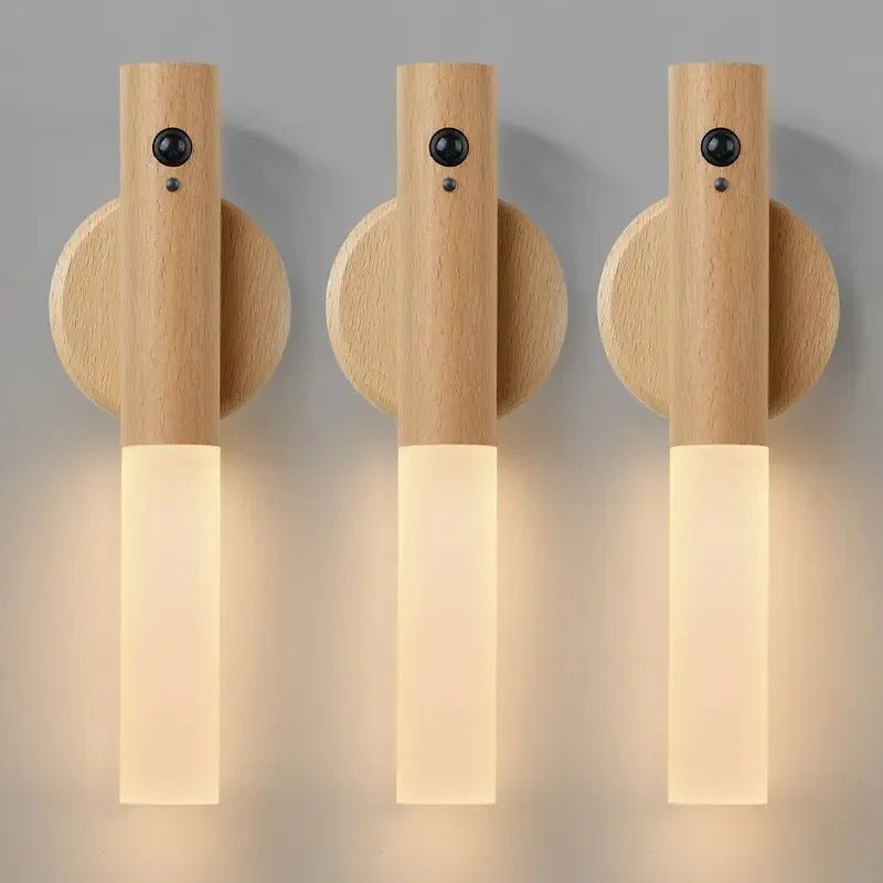 Applique Murale LED en Bois Rechargeable — Capteur de Mouvement et Fixation Magnétique | SENSO™ - Lampes Design