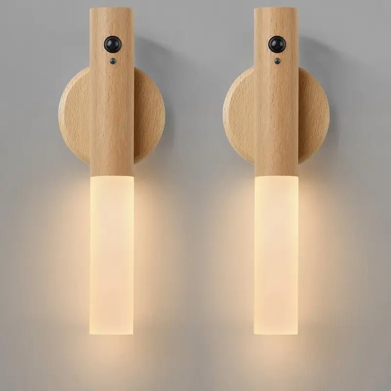 Applique Murale LED en Bois Rechargeable — Capteur de Mouvement et Fixation Magnétique | SENSO™ - Lampes Design