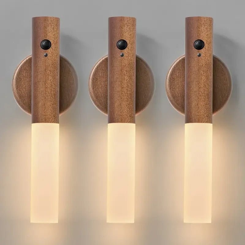 Applique Murale LED en Bois Rechargeable — Capteur de Mouvement et Fixation Magnétique | SENSO™ - Lampes Design