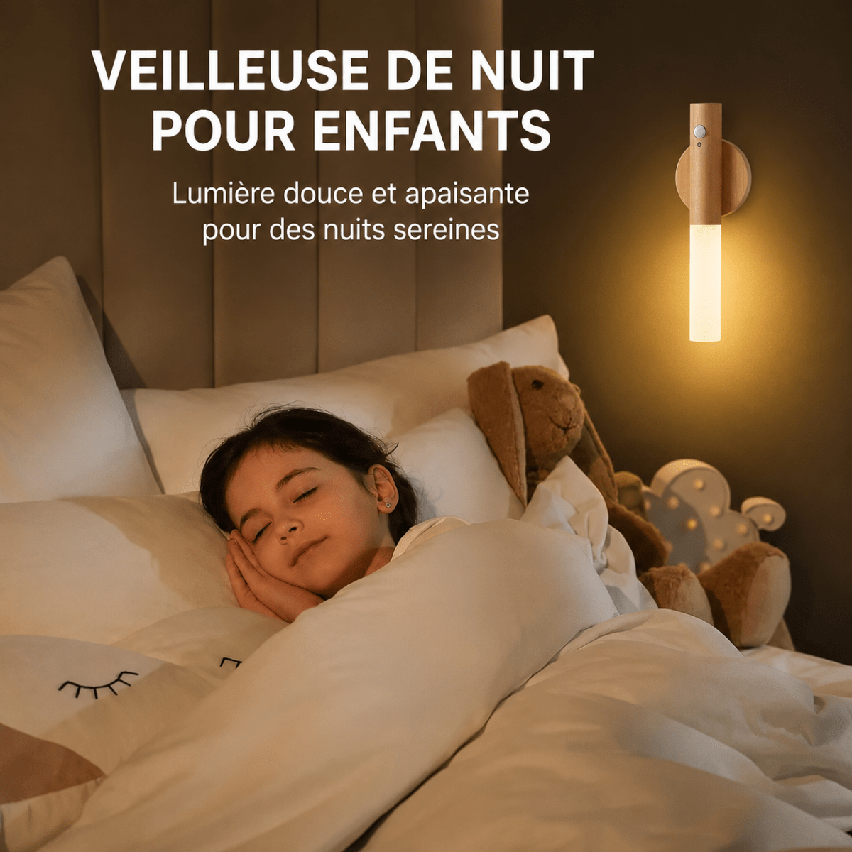 Applique Murale LED en Bois Rechargeable — Capteur de Mouvement et Fixation Magnétique | SENSO™ - Lampes Design