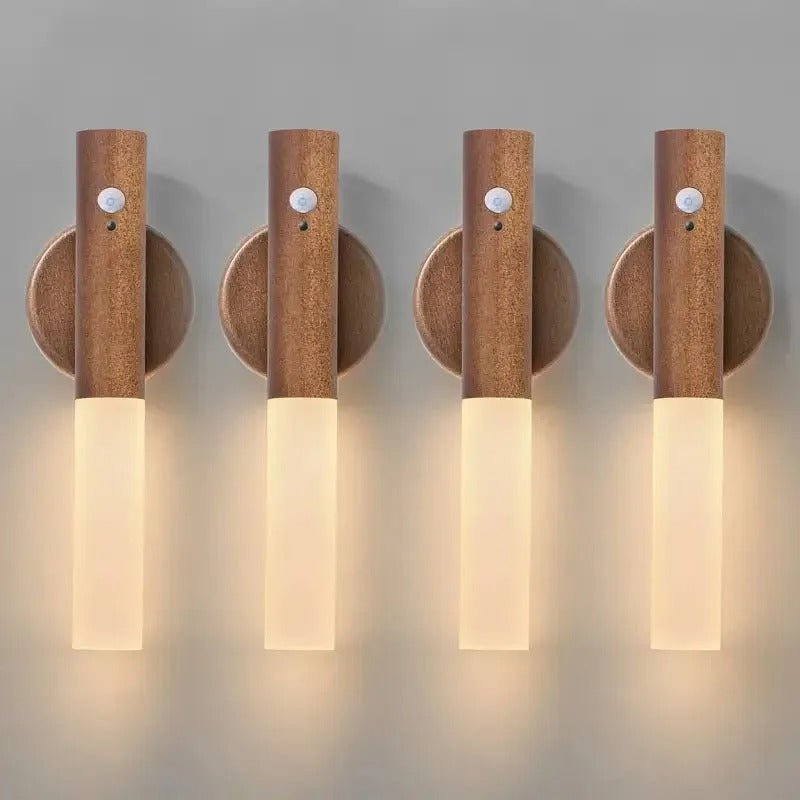 Applique Murale LED en Bois Rechargeable — Capteur de Mouvement et Fixation Magnétique | SENSO™ - Lampes Design