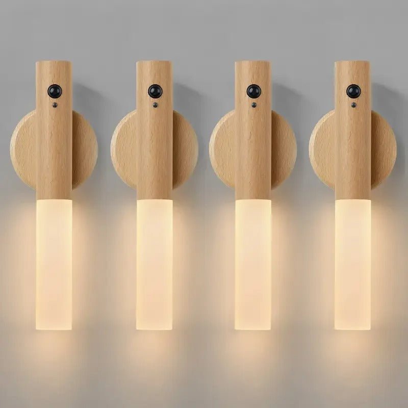 Applique Murale LED en Bois Rechargeable — Capteur de Mouvement et Fixation Magnétique | SENSO™ - Lampes Design