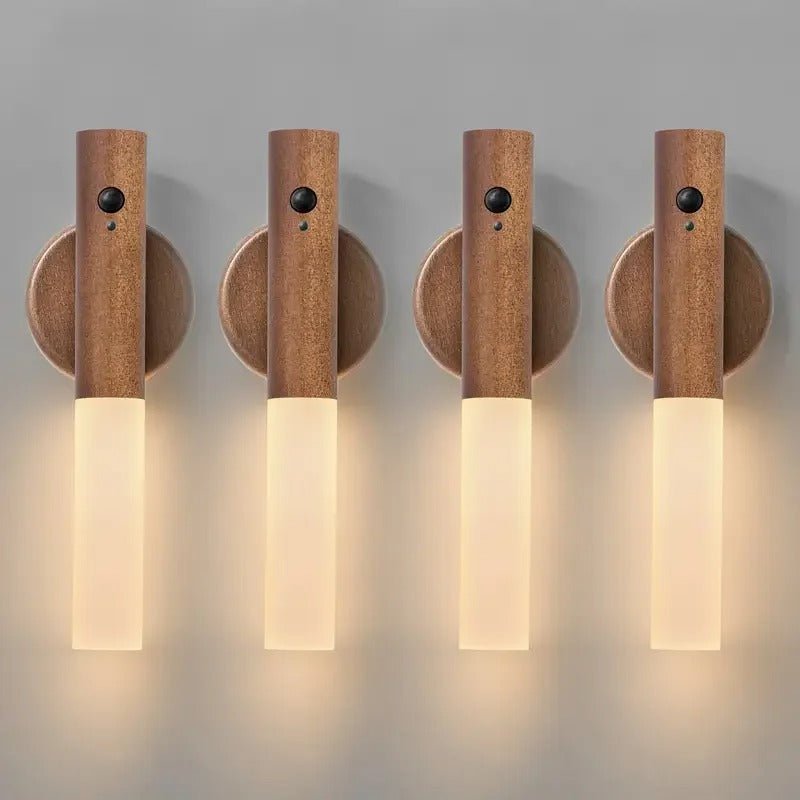 Applique Murale LED en Bois Rechargeable — Capteur de Mouvement et Fixation Magnétique | SENSO™ - Lampes Design