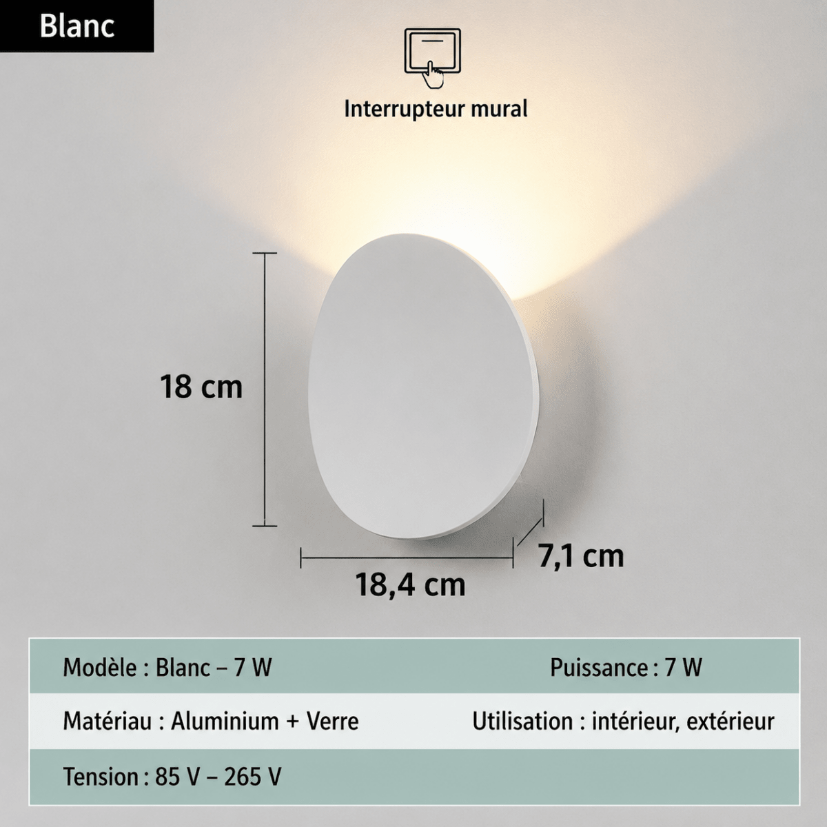 Applique Murale LED Extérieure Étanche Design Galet — Aluminium et Verre | GALET™ - Lampes Design