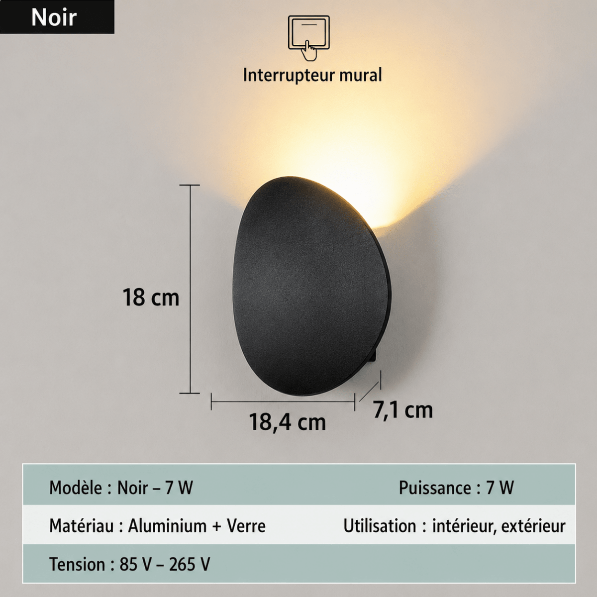 Applique Murale LED Extérieure Étanche Design Galet — Aluminium et Verre | GALET™ - Lampes Design
