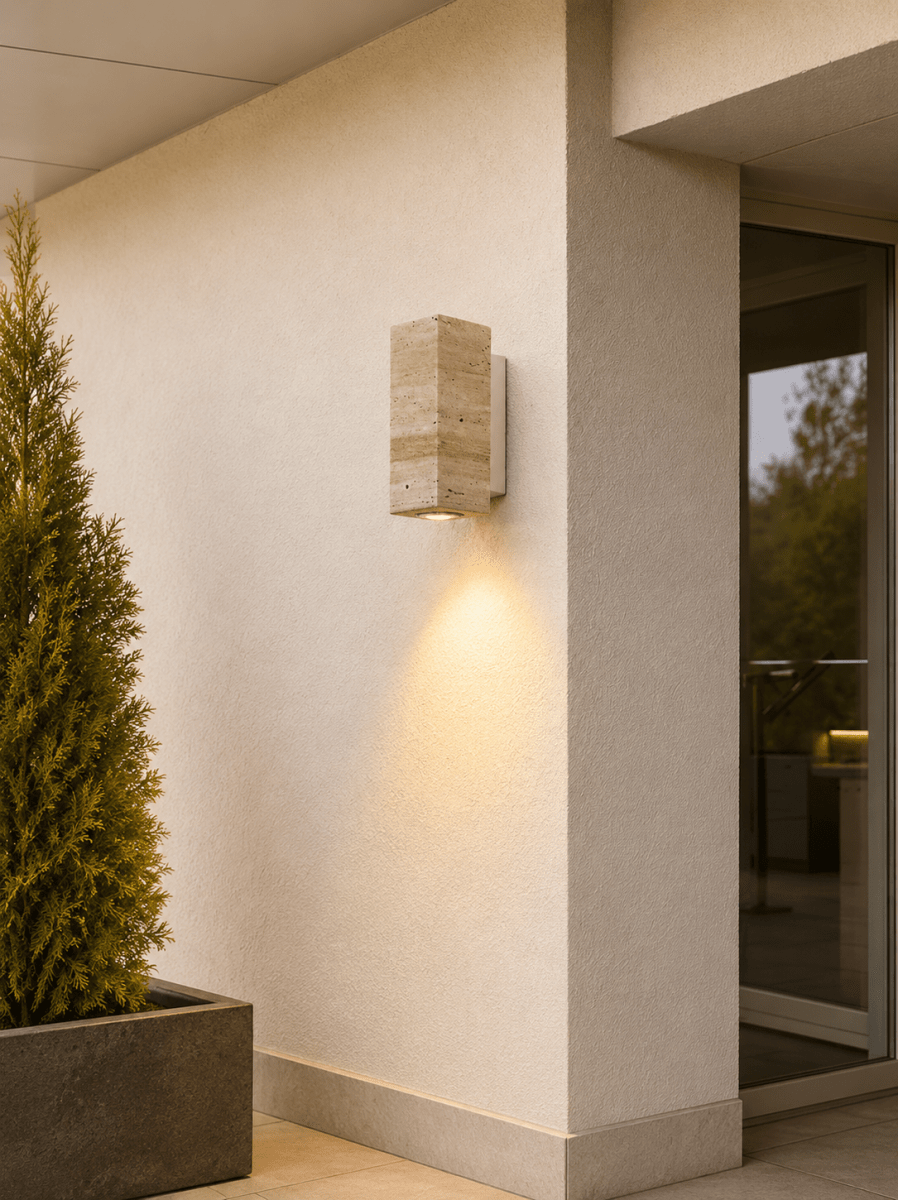 Applique Murale Marbre Jaune Wabi-Sabi — Luminaire Travertin Style Japonais | SATORI™ - Lampes Design