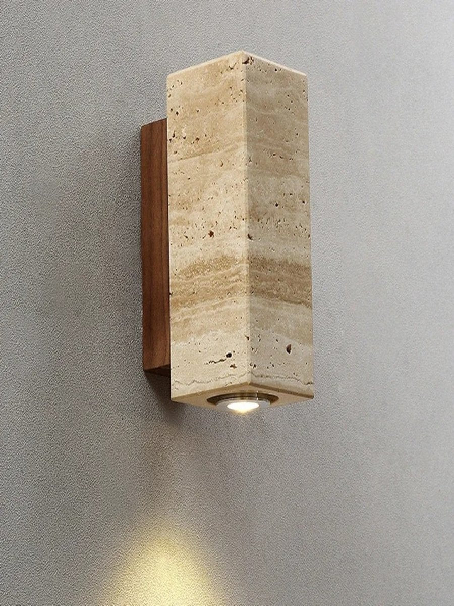Applique Murale Marbre Jaune Wabi-Sabi — Luminaire Travertin Style Japonais | SATORI™ - Lampes Design
