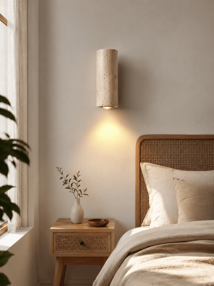 Applique Murale Marbre Jaune Wabi-Sabi — Luminaire Travertin Style Japonais | SATORI™ - Lampes Design