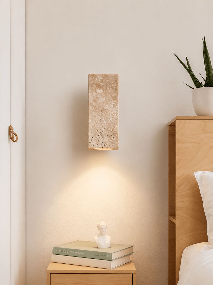 Applique Murale Marbre Jaune Wabi-Sabi — Luminaire Travertin Style Japonais | SATORI™ - Lampes Design