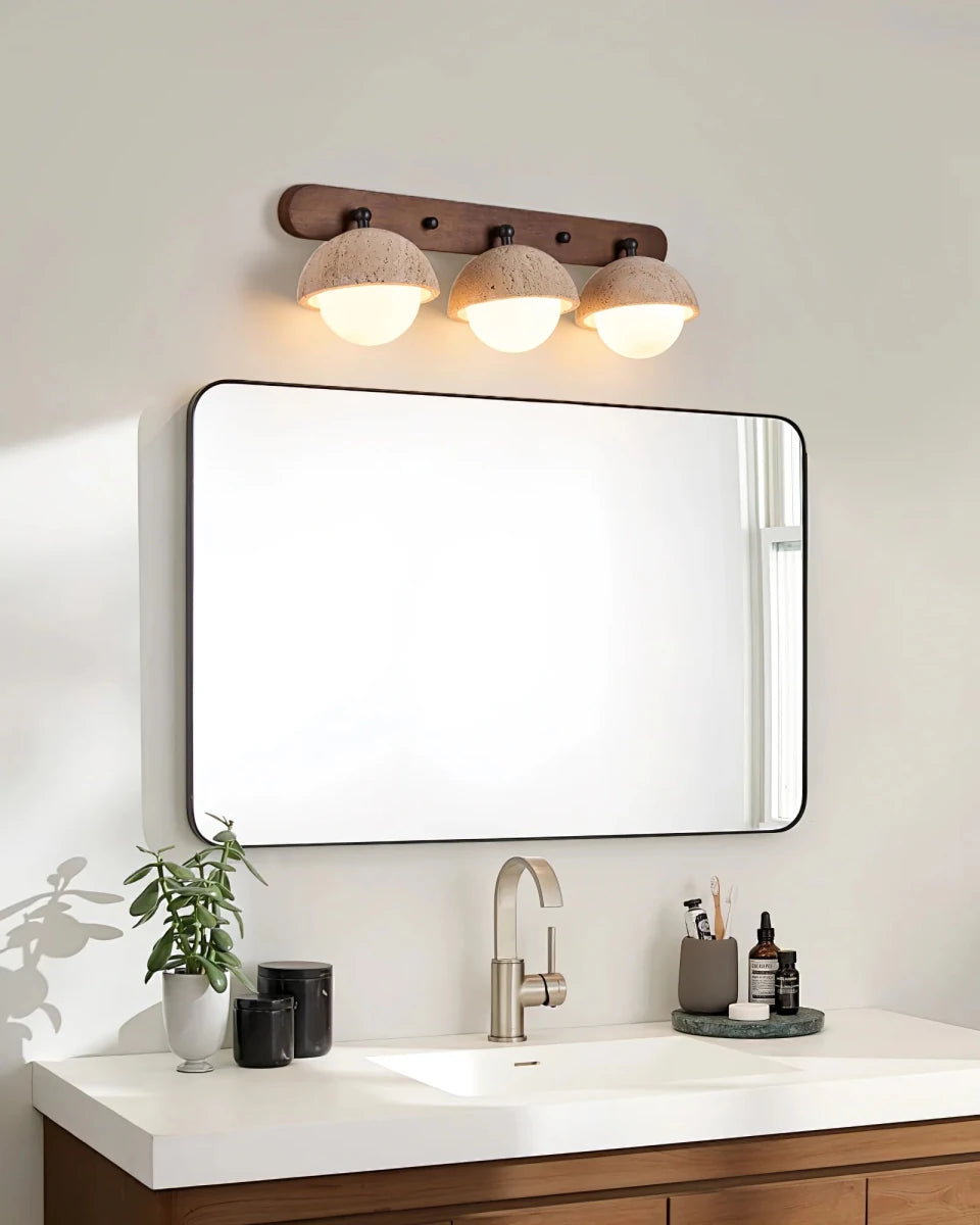 Applique Murale Pierre & Bois Massif Orientable — Lampe Chevet Style Wabi-Sabi Japonais | GROTTE™ - Lampes Design