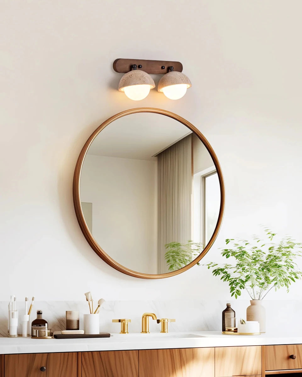 Applique Murale Pierre & Bois Massif Orientable — Lampe Chevet Style Wabi-Sabi Japonais | GROTTE™ - Lampes Design