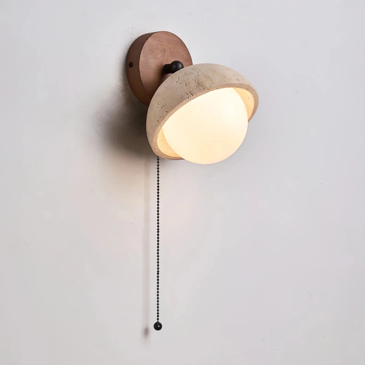 Applique Murale Pierre & Bois Massif Orientable — Lampe Chevet Style Wabi-Sabi Japonais | GROTTE™ - Lampes Design