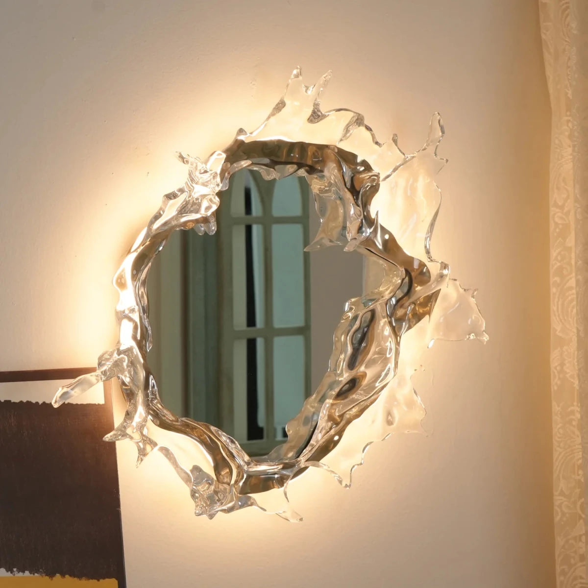 Applique Murale Verre Cintré Façon Éclaboussure — Lampe Miroir Style Art Moderne | ÉCUME™ - Lampes Design