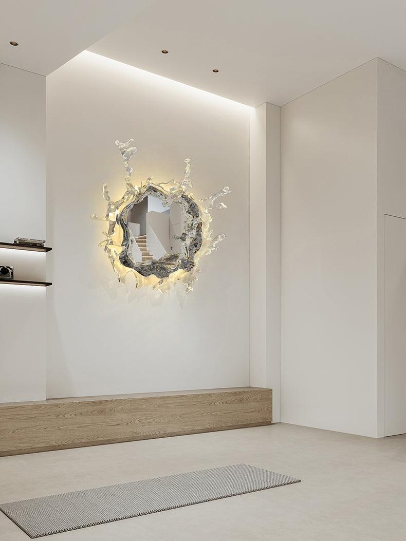 Applique Murale Verre Cintré Façon Éclaboussure — Lampe Miroir Style Art Moderne | ÉCUME™ - Lampes Design