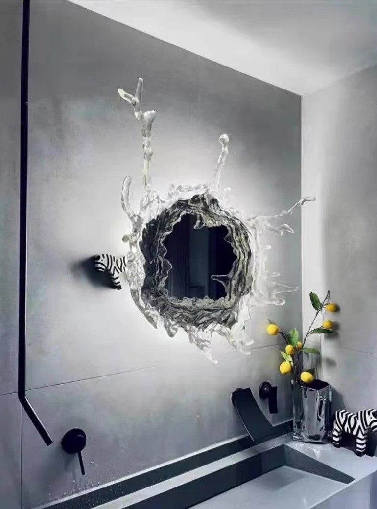 Applique Murale Verre Cintré Façon Éclaboussure — Lampe Miroir Style Art Moderne | ÉCUME™ - Lampes Design
