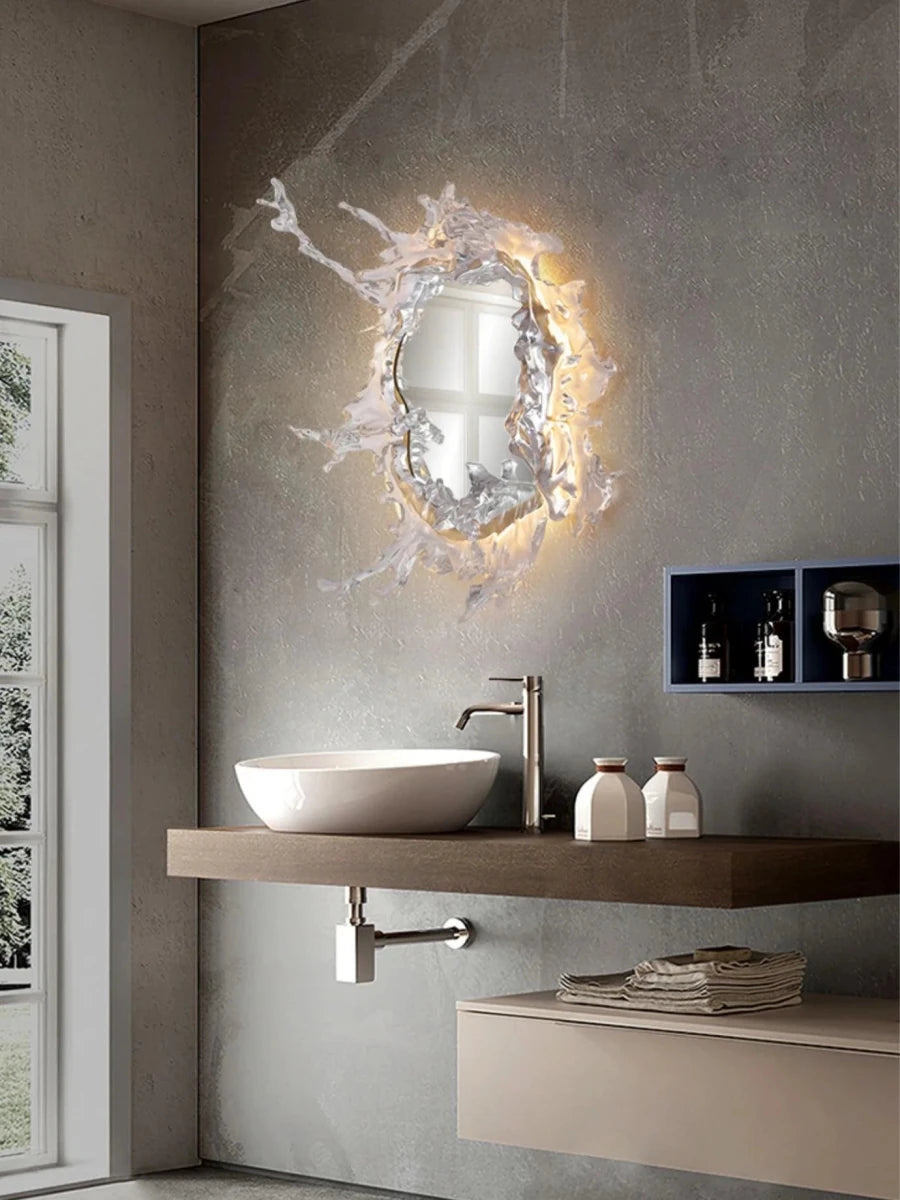 Applique Murale Verre Cintré Façon Éclaboussure — Lampe Miroir Style Art Moderne | ÉCUME™ - Lampes Design