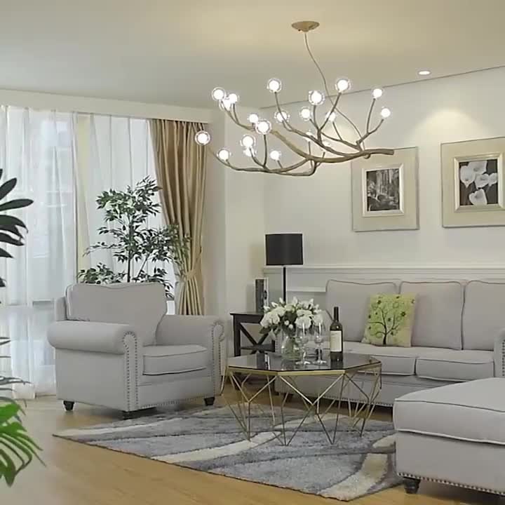 Lustre nordique Branche d’Arbre à Bulles de Verre avec finition bois, éclairage LED chaleureux, idéal pour salons, îlots de cuisine et espaces d’accueil raffinés.

