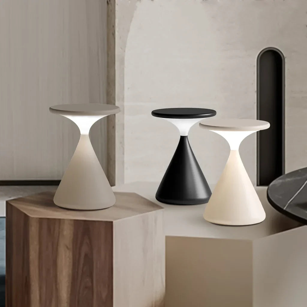 lampe de table sans fil Aurora en forme de sablier avec éclairage LED décoratif