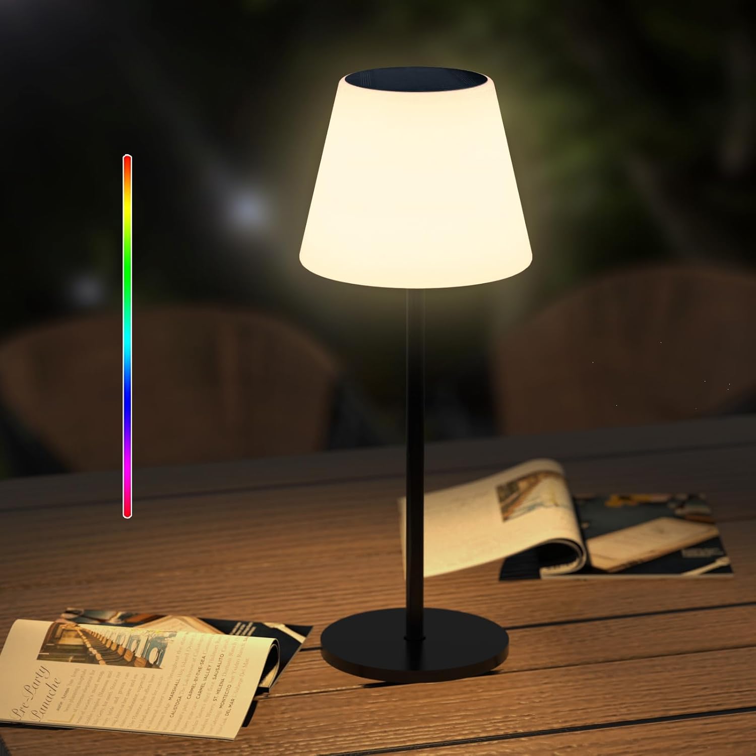 lampe de table solaire Miranda tout-en-un IP65 pour intérieur et extérieur avec LED intégrée