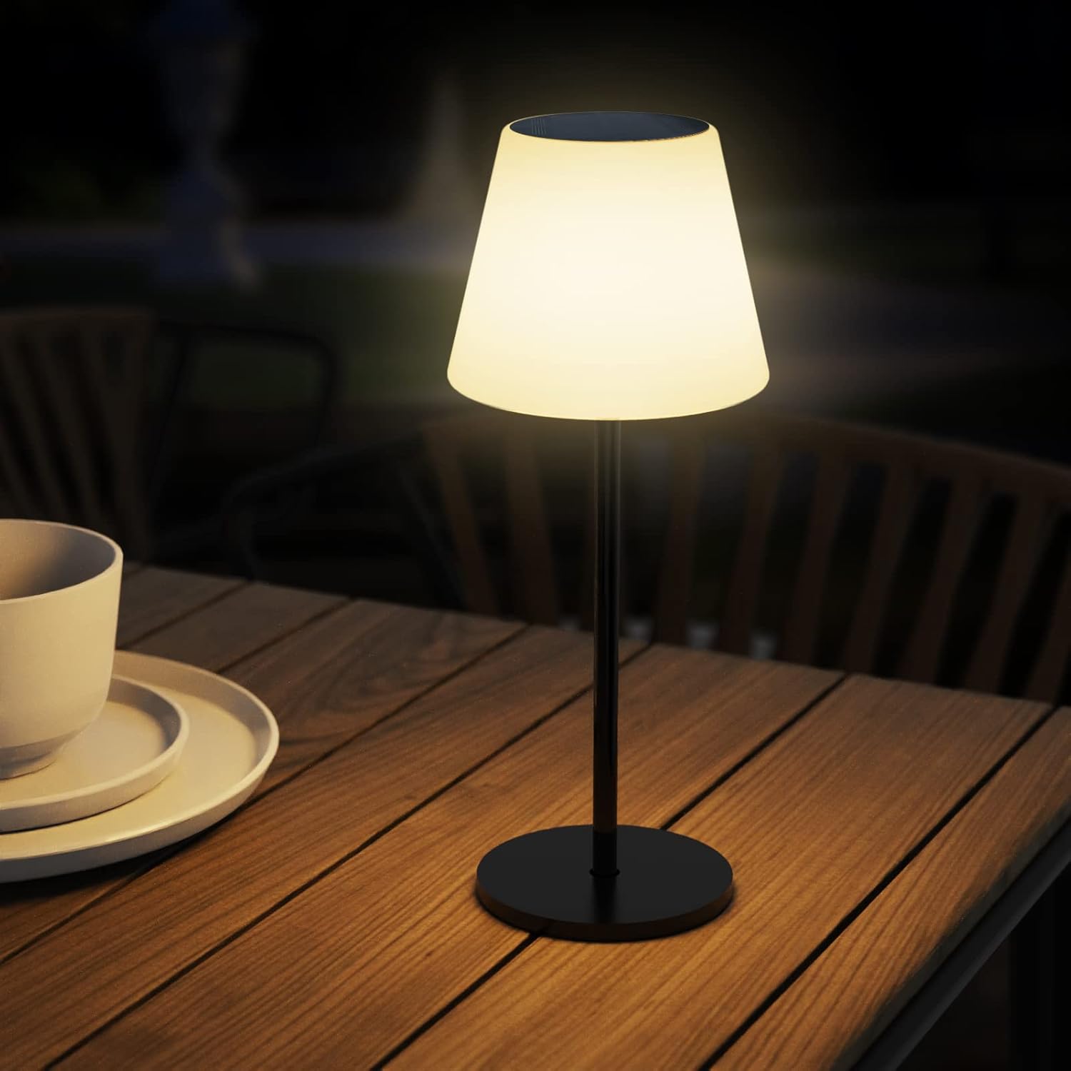 lampe de table solaire Miranda tout-en-un IP65 pour intérieur et extérieur avec LED intégrée