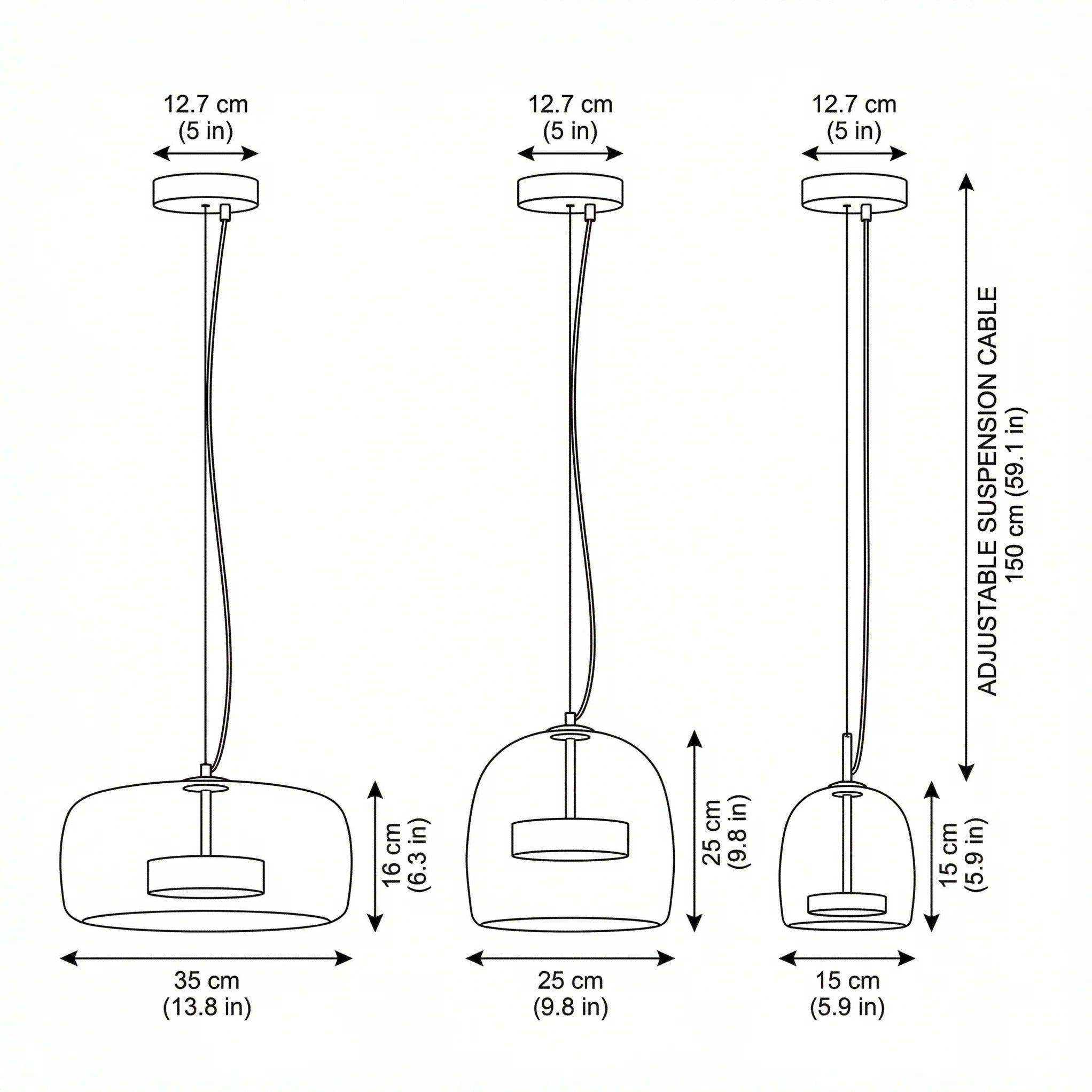 Suspension Luminaire en Verre Ambrée | LED Dimmable Design Contemporain