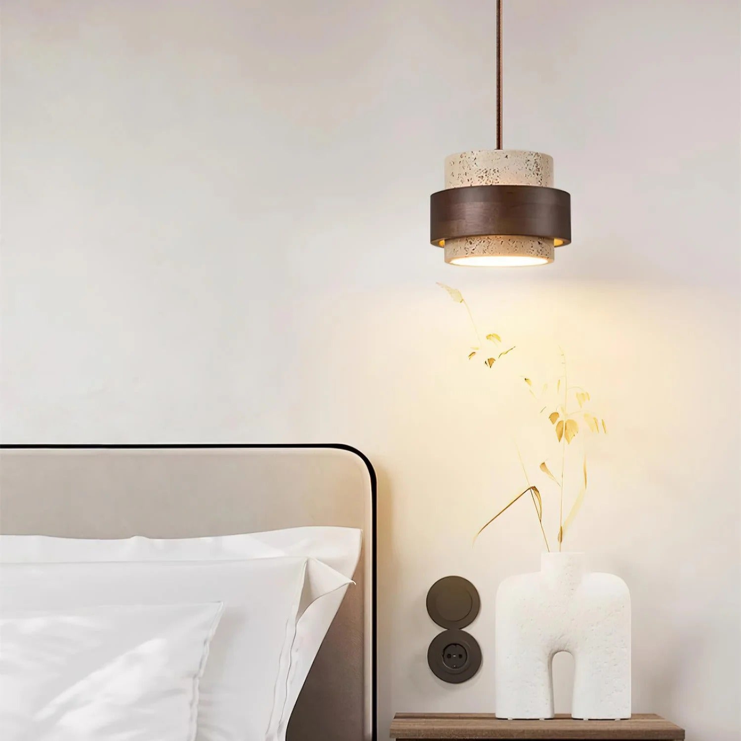 Suspension Design en Bois et Travertin — L'OASIS™