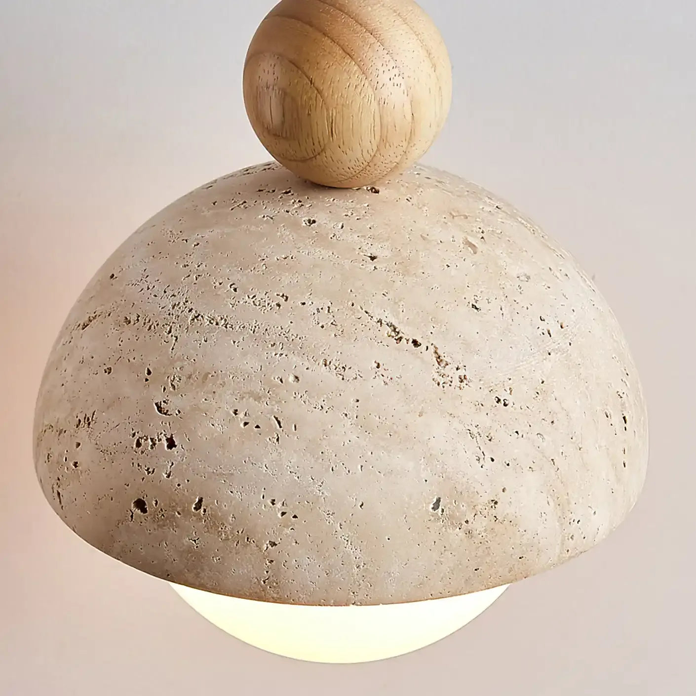 Suspension en Pierre de Travertin Minimaliste - Style Wabi-Sabi Champignon