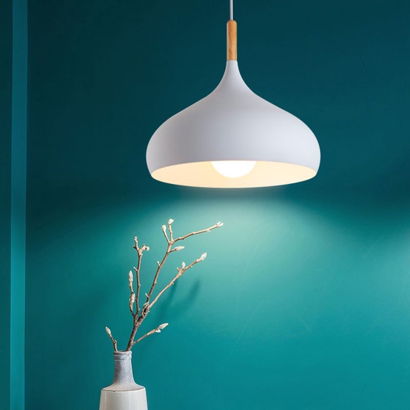 Suspension Champignon Style Scandinave en Métal et Bois - Luminaire Design E27