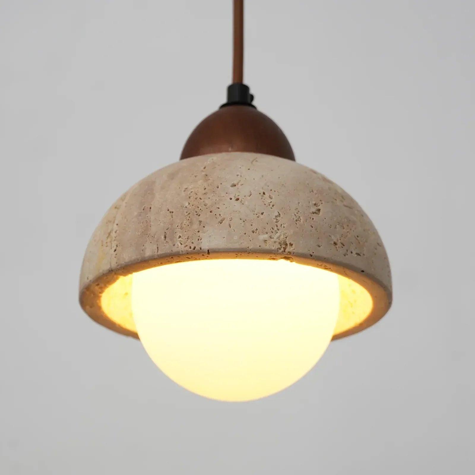 Suspension en Pierre de Travertin Minimaliste - Style Wabi-Sabi Champignon