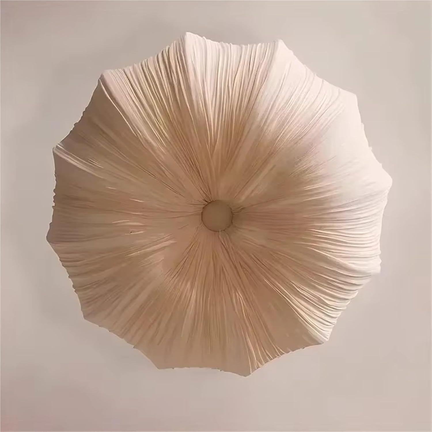 Lustre Suspension Plissée Style Japonais en Tissu et Chaîne de Fer - Luminaire Rétro E27