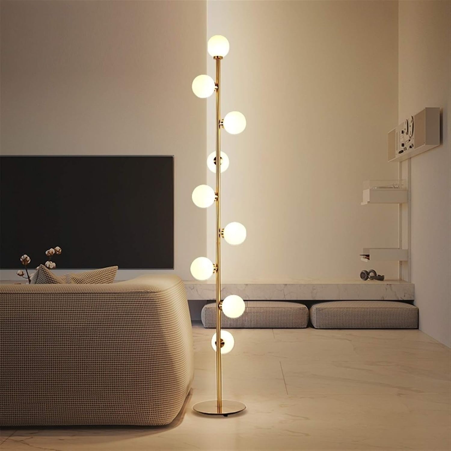 Lampadaire Design Nordique 9 Globes en Verre Doré | Magic Beans - Lampes Design