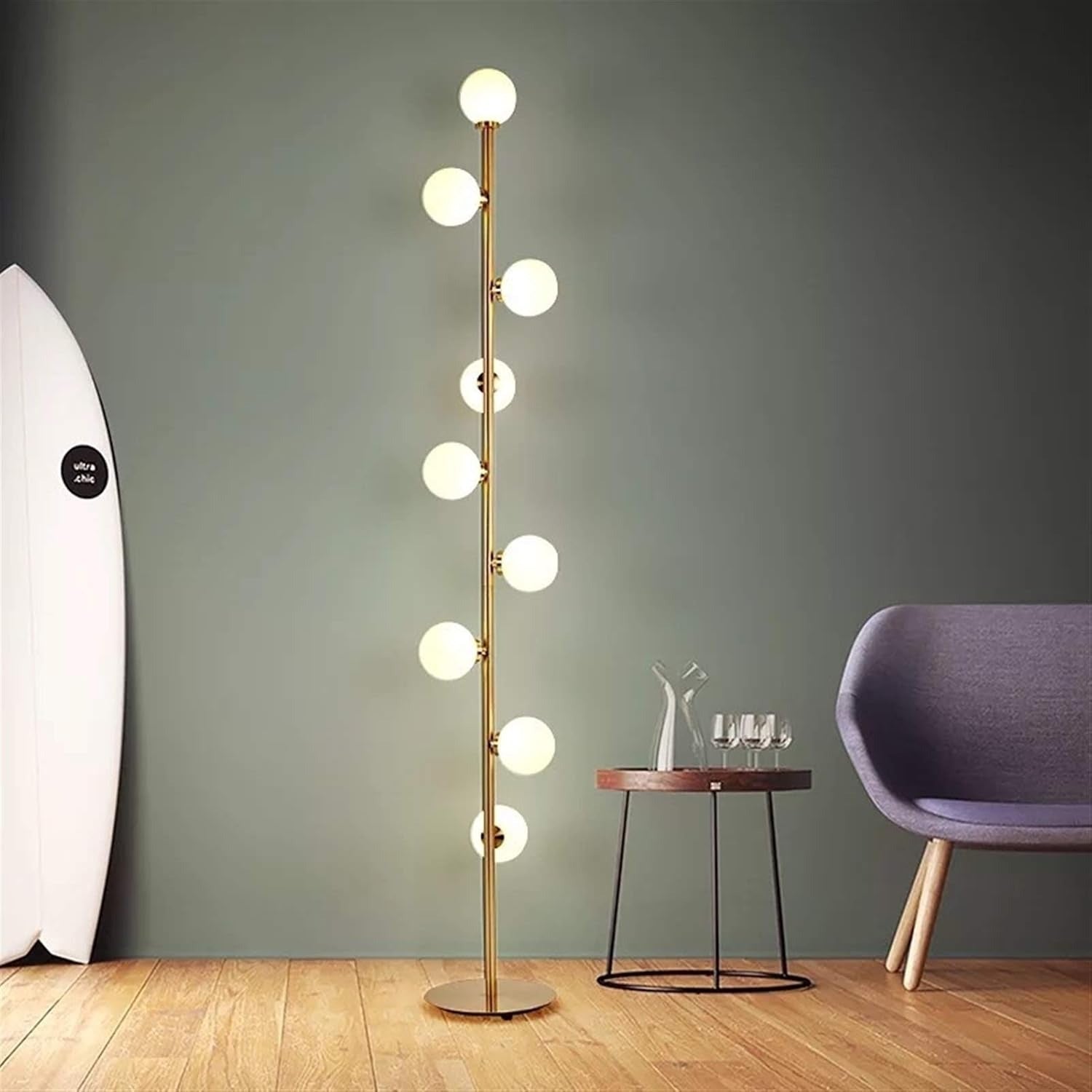 Lampadaire Design Nordique 9 Globes en Verre Doré | Magic Beans - Lampes Design