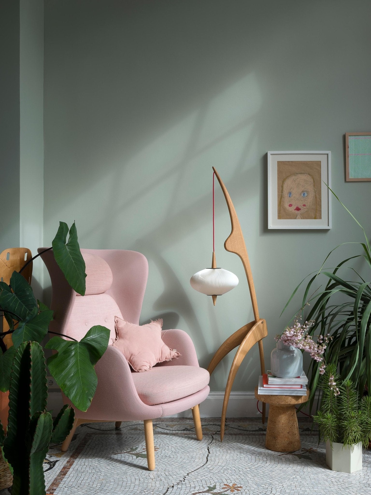 Lampadaire Design Organique en Bois et Lin | Neron - Lampes Design