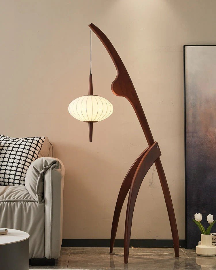 Lampadaire Design Organique en Bois et Lin | Neron - Lampes Design