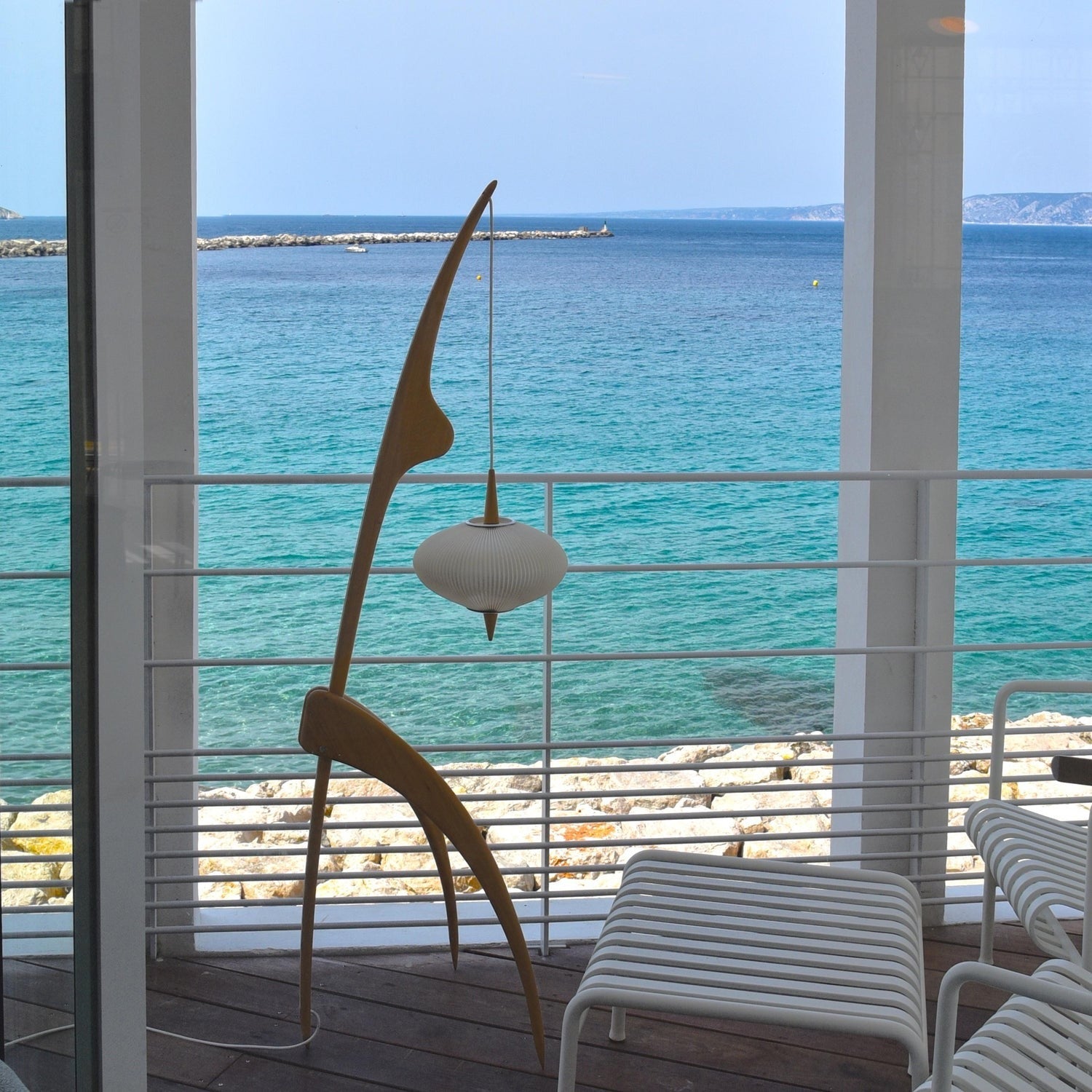 Lampadaire Design Organique en Bois et Lin | Neron - Lampes Design