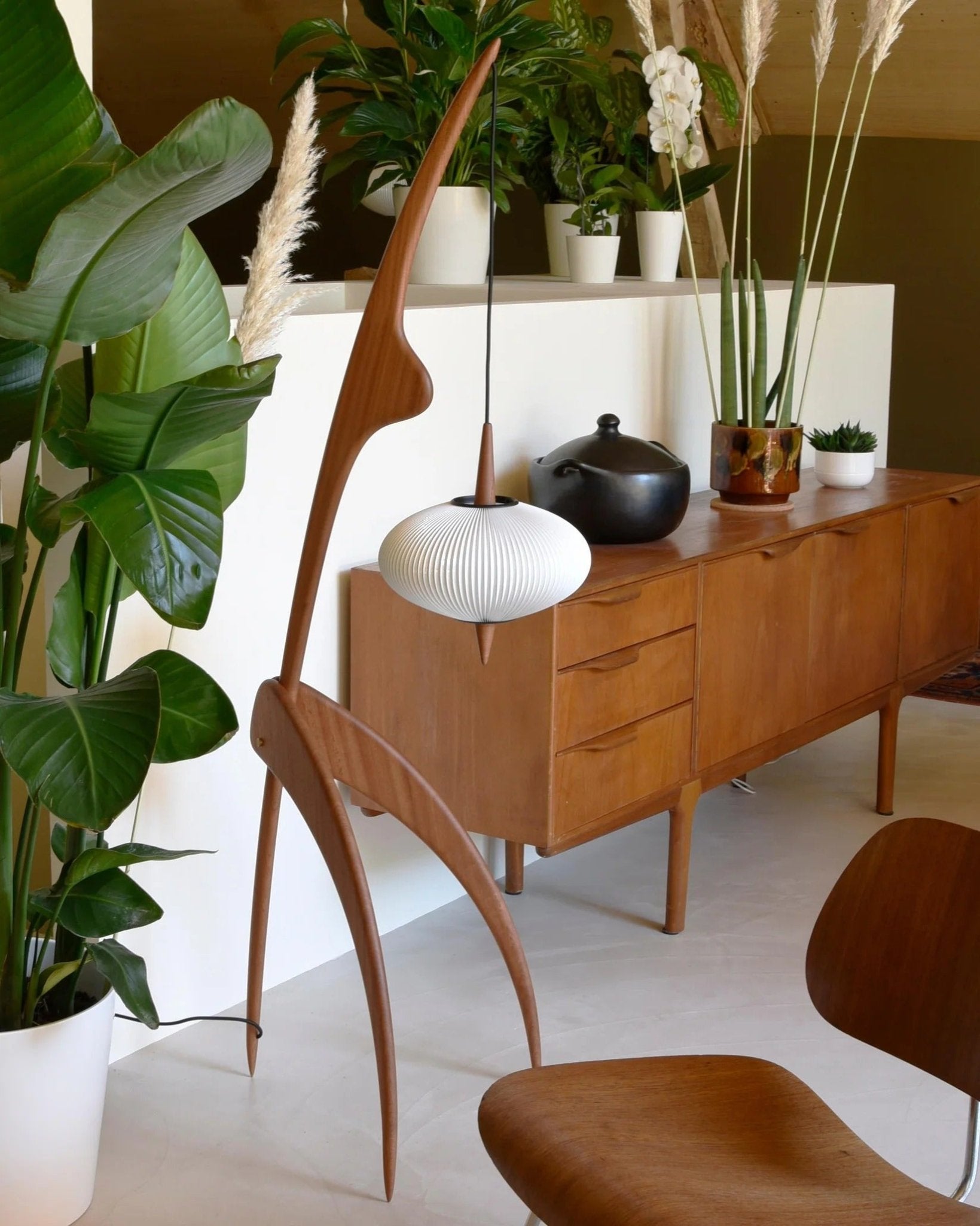 Lampadaire Design Organique en Bois et Lin | Neron - Lampes Design