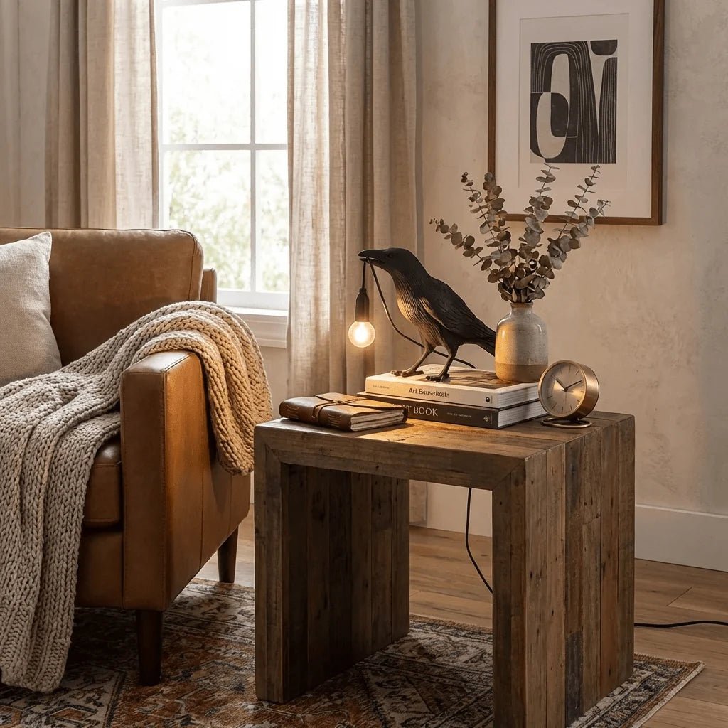 Lampe à Poser Design Corbeau Résine Sculpturale pour Chambre & Bureau | CORBEAU™ - Lampes Design
